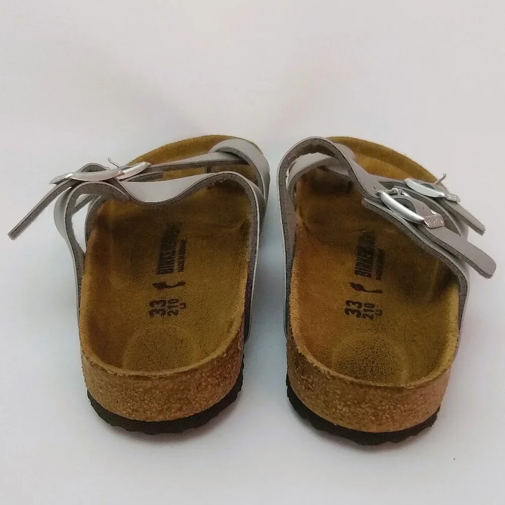 Birkenstock Kids Metallic Silver Two-Band Sandals